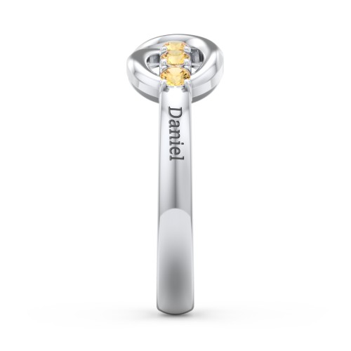 Engravable Infinity Ring with Birthstones – Sterling Silver with Citrine