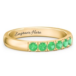 3 - 11 Gemstone Affinity Ring in 10K Solid Yellow Gold with Emerald