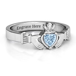 Heart Stone Claddagh Ring