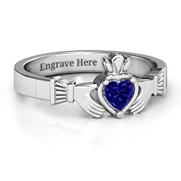 Heart Stone Claddagh Ring