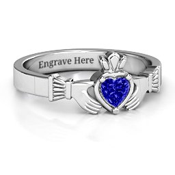 Heart Stone Claddagh Ring