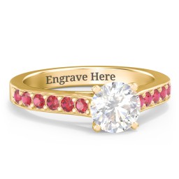 Elegant Duchess Ring with Shoulder Accents in 18K Gold Plated Silver