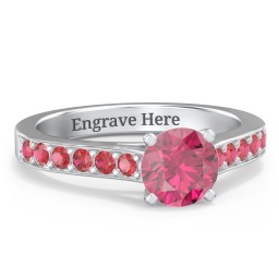Elegant Duchess Ring with Shoulder Accents in 925 Sterling Silver with Red Premium Zirconia and Garnet
