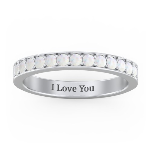 Classic Half Eternity Ring – Sterling Silver with Opal
