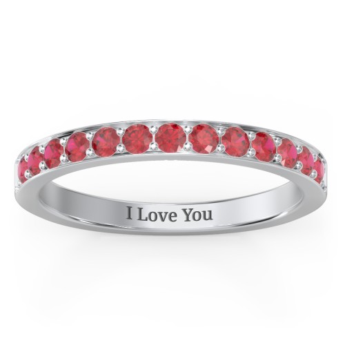 Classic Half Eternity Ring – Sterling Silver with Garnet