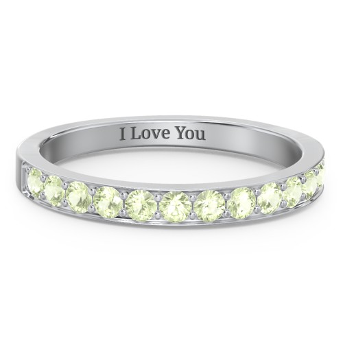 Classic Half Eternity Ring – Sterling Silver with Peridot