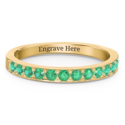 Classic Half Eternity Ring in 10K Solid Yellow Gold with Emerald