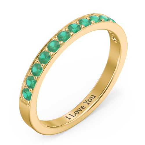 Classic Half Eternity Ring – 10K Yellow Gold with Emerald