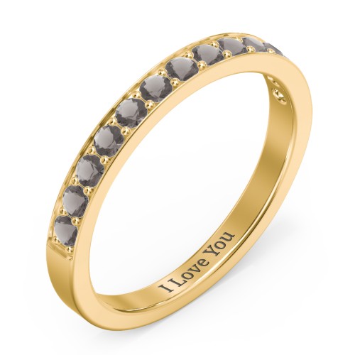 Classic Half Eternity Ring – 10K Yellow Gold with Smokey Quartz