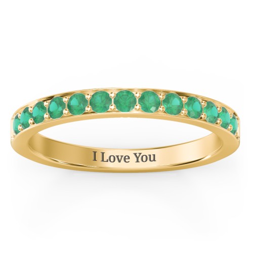 Classic Half Eternity Ring – 10K Yellow Gold with Emerald