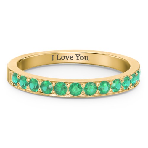 Classic Half Eternity Ring – 10K Yellow Gold with Emerald