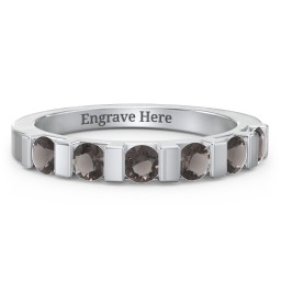 Band of Love Ring in 925 Sterling Silver with Smokey Quartz