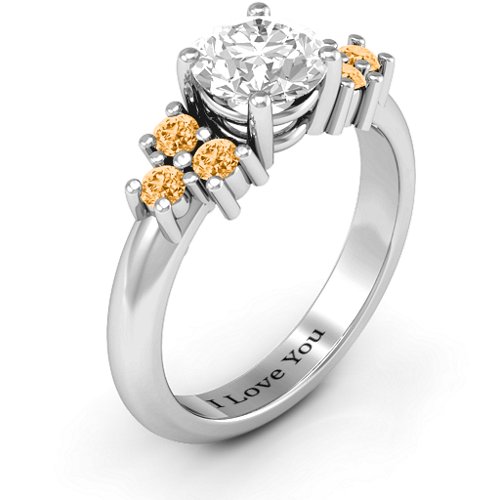 Flourish Engagement Ring – Sterling Silver with White Premium Zirconia and Citrine