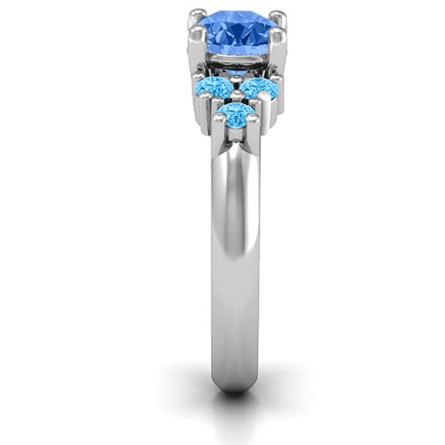 Flourish Engagement Ring – Sterling Silver with Fancy Blue Premium Zirconia and Blue Topaz