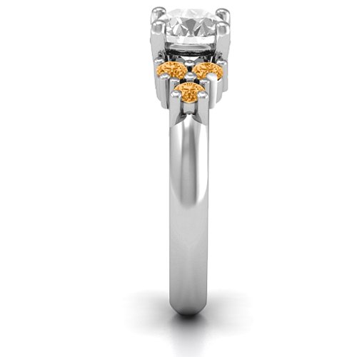Flourish Engagement Ring – Sterling Silver with White Premium Zirconia and Citrine