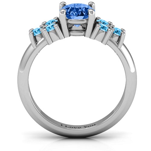 Flourish Engagement Ring – Sterling Silver with Fancy Blue Premium Zirconia and Blue Topaz