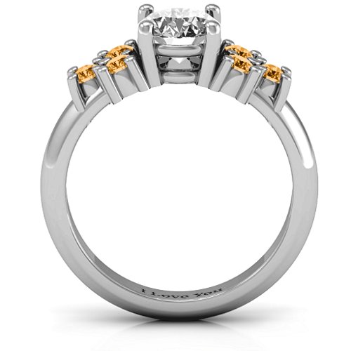 Flourish Engagement Ring – Sterling Silver with White Premium Zirconia and Citrine