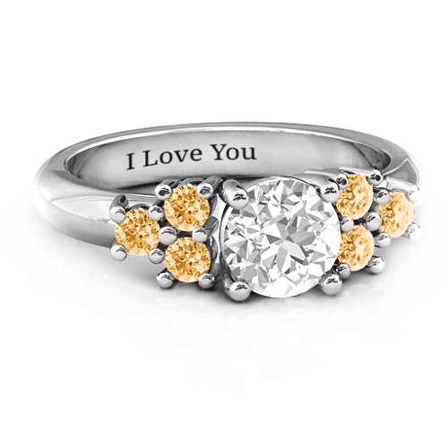 Flourish Engagement Ring – Sterling Silver with White Premium Zirconia and Citrine