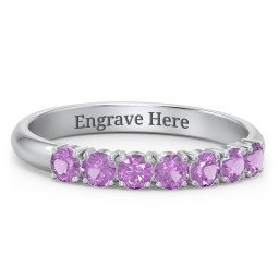 Band of Eternity Ring in 10K Solid White Gold with Amethyst