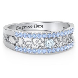 Mesmeric Love Ring in 925 Sterling Silver with Aquamarine and Fancy Blue Premium Zirconia