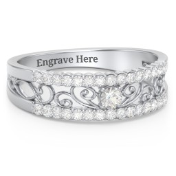 Mesmeric Love Ring in 925 Sterling Silver with Cubic Zirconia and White Premium Zirconia