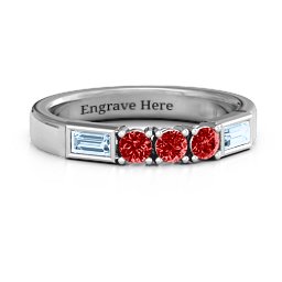 Charmed by Love Ring in 925 Sterling Silver with Garnet and Aquamarine