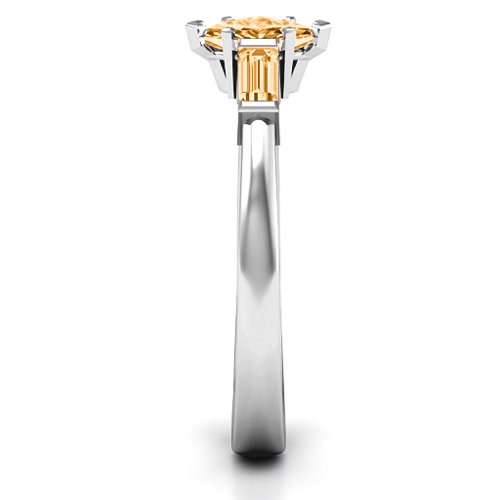 Marquise Cut Love Ring – Sterling Silver with Citrine