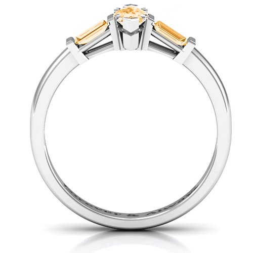 Marquise Cut Love Ring – Sterling Silver with Citrine