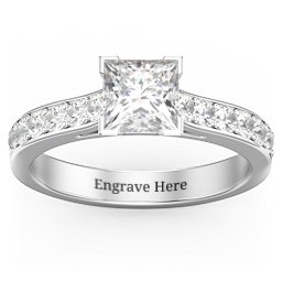 Janelle Princess Cut Ring in 10K Solid White Gold with White Premium Zirconia and Cubic Zirconia
