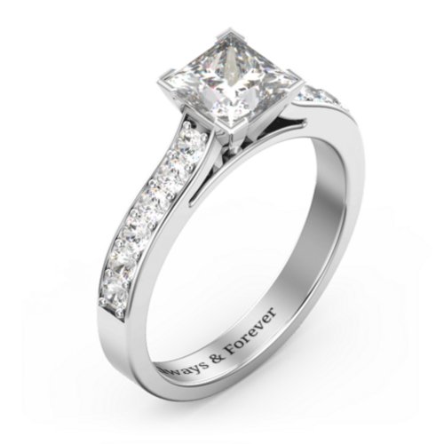 Janelle Princess Cut Ring – 10K White Gold with White Premium Zirconia and Cubic Zirconia