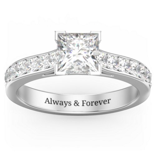 Janelle Princess Cut Ring – 10K White Gold with White Premium Zirconia and Cubic Zirconia