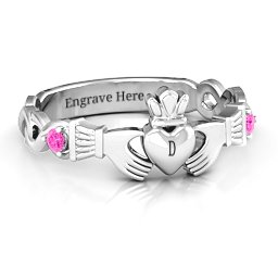 Infinity Claddagh With Side Stones Ring
