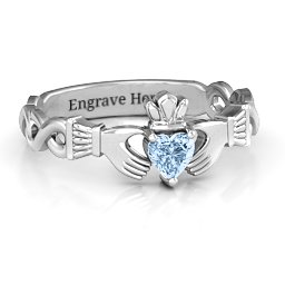 Infinity Claddagh with Heart Stone Ring