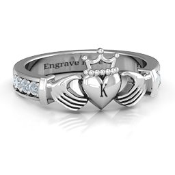 Classic Claddagh Ring with Accents in 925 Sterling Silver with Cubic Zirconia