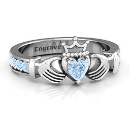 Classic Claddagh Heart Cut Ring with Accents