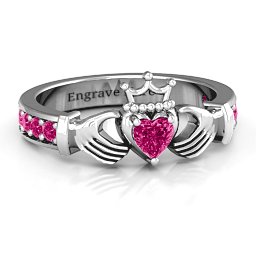Classic Claddagh Heart Cut Ring with Accents