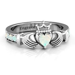 Classic Claddagh Heart Cut Ring with Accents
