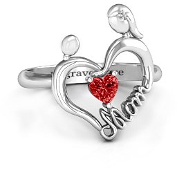 Unbreakable Bond Heart Ring in 925 Sterling Silver with Garnet