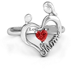 Unbreakable Bond Heart Ring – 10K White Gold with Garnet