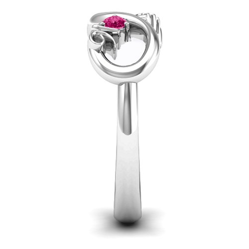 Sweet 16 with Birthstone Infinity Ring – 10K White Gold with Ruby