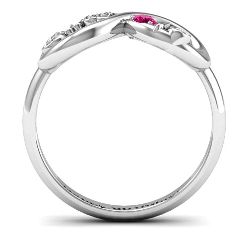Sweet 16 with Birthstone Infinity Ring – 10K White Gold with Ruby
