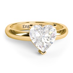 Heart Stone in a Double Gallery Setting Ring in 10K Solid Yellow Gold with White Premium Zirconia