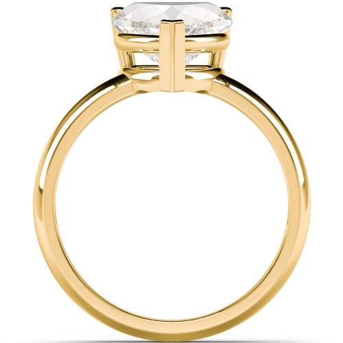 Heart Stone in a Double Gallery Setting Ring – 10K Yellow Gold with White Premium Zirconia