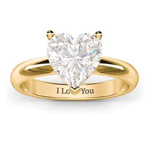 Heart Stone in a Double Gallery Setting Ring – 10K Yellow Gold with White Premium Zirconia