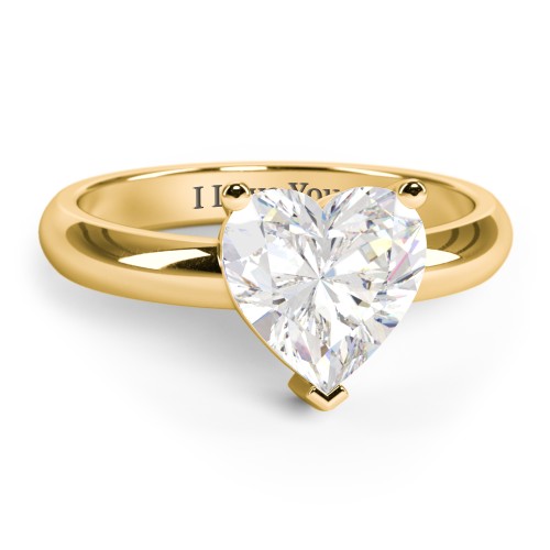 Heart Stone in a Double Gallery Setting Ring – 10K Yellow Gold with White Premium Zirconia