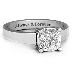 Cushion Cut Solitaire Ring in 925 Sterling Silver