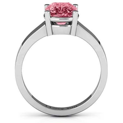 Cushion Cut Solitaire Ring – 10K White Gold with Red Premium Zirconia