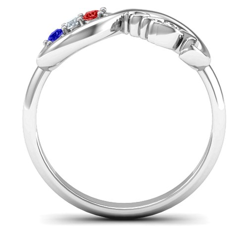 USA Infinity Ring – 10K White Gold with Garnet, Cubic Zirconia, and Blue Sapphire