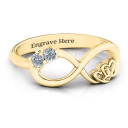 Double the Love Infinity Ring in 10K Solid Yellow Gold with Cubic Zirconia