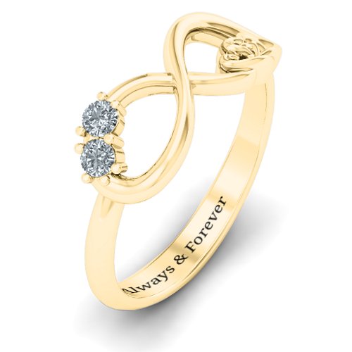 Double the Love Infinity Ring – 10K Yellow Gold with Cubic Zirconia